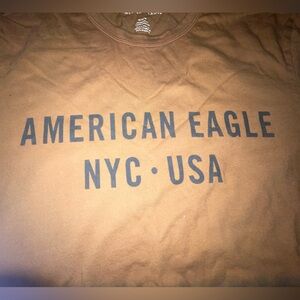 Medium Brown and Black American Eagle Short Sleeve Tee,